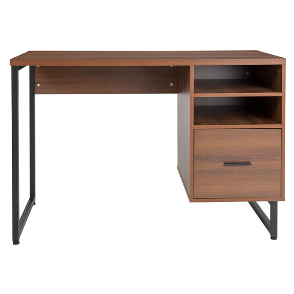 Lowest Price Lincoln Collection Computer Desk in Rustic Wood Grain Finish