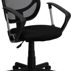 Wholesale Low Back Black Mesh Swivel Task Office Chair with Curved Square Back and Arms