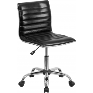 Wholesale Low Back Designer Armless Black Ribbed Swivel Task Office Chair