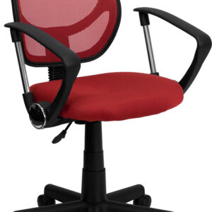 Wholesale Low Back Red Mesh Swivel Task Office Chair with Arms