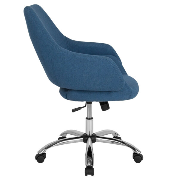 Lowest Price Madrid Home and Office Upholstered Mid-Back Chair in Blue Fabric
