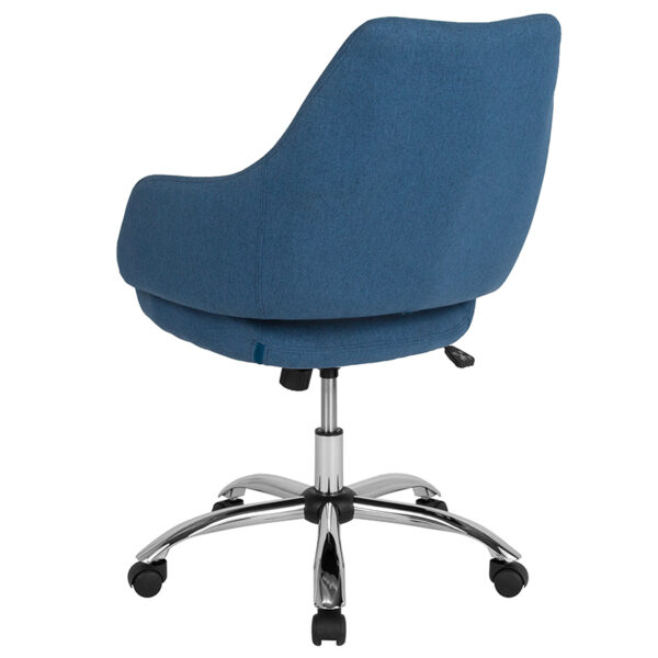 Contemporary Office Chair Blue Fabric Mid-Back Chair