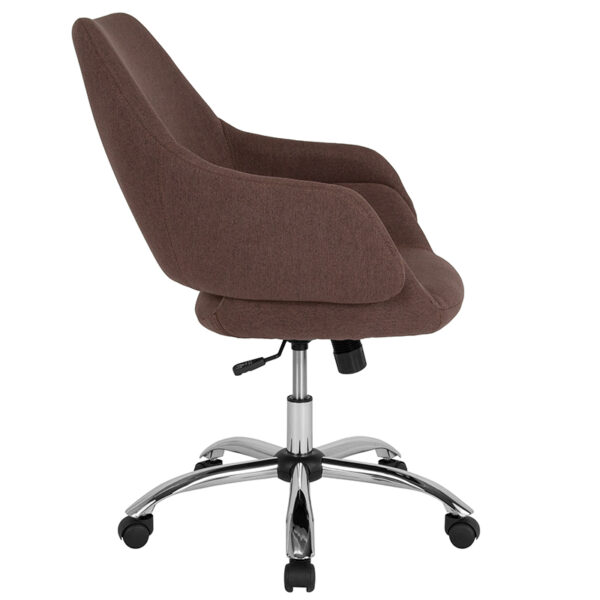 Lowest Price Madrid Home and Office Upholstered Mid-Back Chair in Brown Fabric