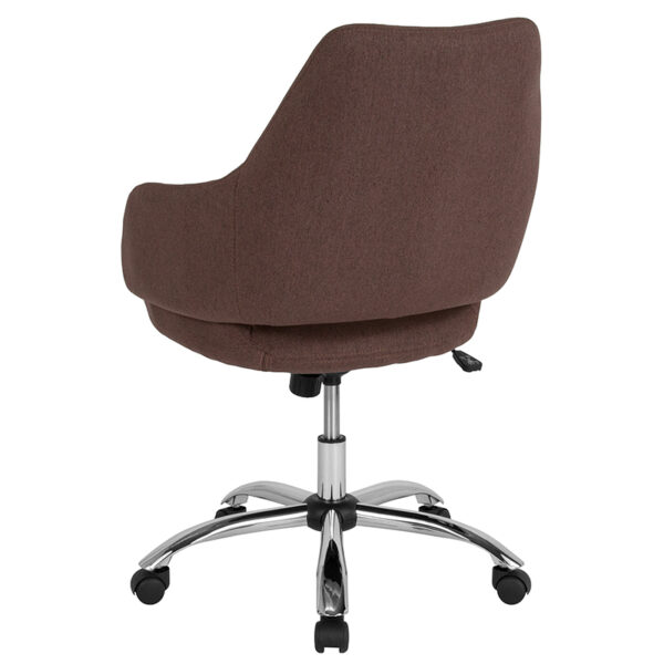 Contemporary Office Chair Brown Fabric Mid-Back Chair