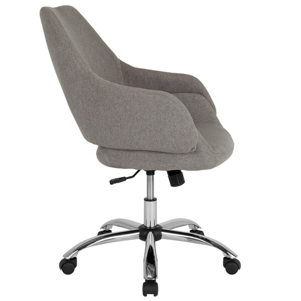 Lowest Price Madrid Home and Office Upholstered Mid-Back Chair in Light Gray Fabric