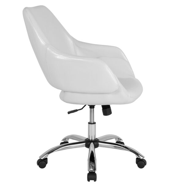 Lowest Price Madrid Home and Office Upholstered Mid-Back Chair in White Leather