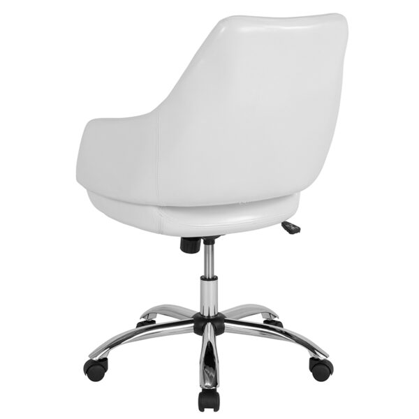 Contemporary Office Chair White Leather Mid-Back Chair