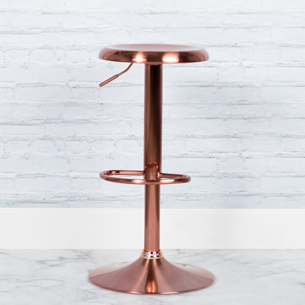 Lowest Price Madrid Series Adjustable Height Retro Barstool in Rose Gold Finish