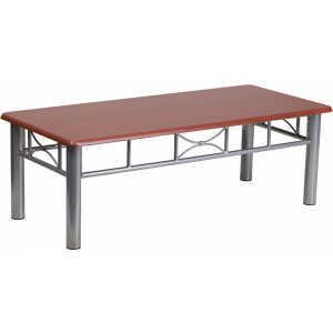 Wholesale Mahogany Laminate Coffee Table with Silver Steel Frame