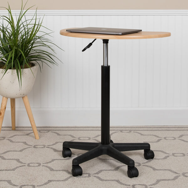 Lowest Price Maple Sit to Stand Mobile Laptop Computer Desk