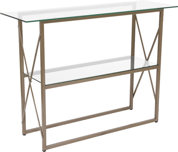 Wholesale Mar Vista Collection Glass Console Table with Matte Gold Frame