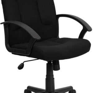 Wholesale Mid-Back Black Fabric Executive Swivel Office Chair with Nylon Arms