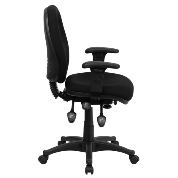 Lowest Price Mid-Back Black Fabric Multifunction Executive Swivel Ergonomic Office Chair with Adjustable Arms