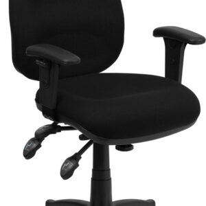 Wholesale Mid-Back Black Fabric Multifunction Executive Swivel Ergonomic Office Chair with Adjustable Arms