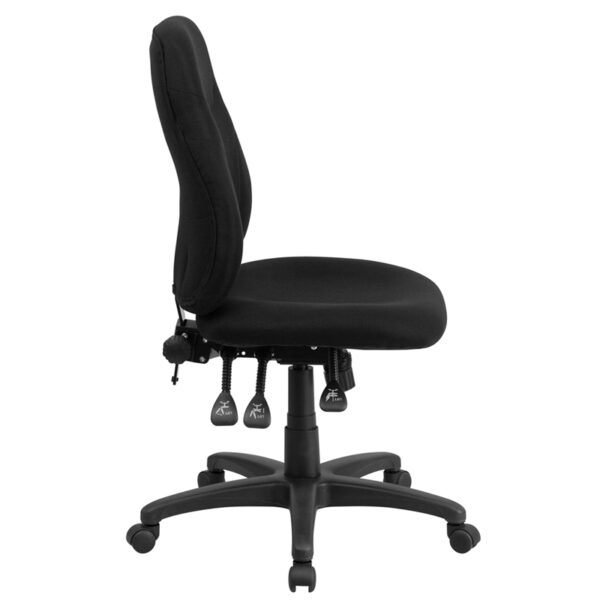 Lowest Price Mid-Back Black Fabric Multifunction Swivel Ergonomic Task Office Chair