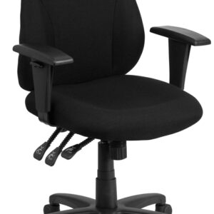 Wholesale Mid-Back Black Fabric Multifunction Swivel Ergonomic Task Office Chair with Adjustable Arms
