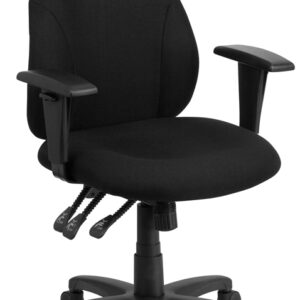 Wholesale Mid-Back Black Fabric Multifunction Swivel Ergonomic Task Office Chair with Adjustable Arms