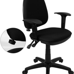 Wholesale Mid-Back Black Fabric Multifunction Swivel Ergonomic Task Office Chair with Adjustable Lumbar Support & Arms