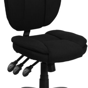 Wholesale Mid-Back Black Fabric Multifunction Swivel Ergonomic Task Office Chair with Pillow Top Cushioning