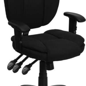 Wholesale Mid-Back Black Fabric Multifunction Swivel Ergonomic Task Office Chair with Pillow Top Cushioning and Arms