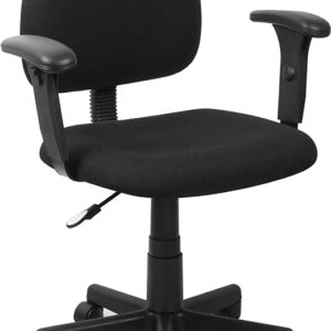 Wholesale Mid-Back Black Fabric Swivel Task Office Chair with Adjustable Arms