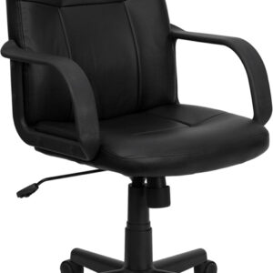 Wholesale Mid-Back Black Glove Vinyl Executive Swivel Office Chair with Arms