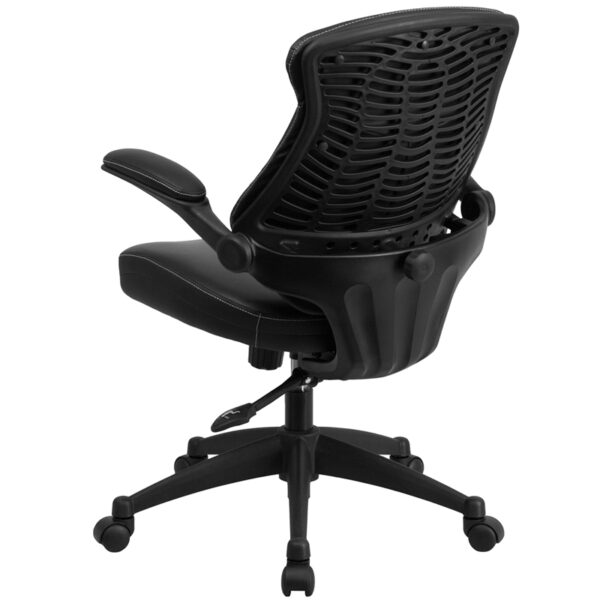 Contemporary Task Office Chair Black Mid-Back Leather Chair