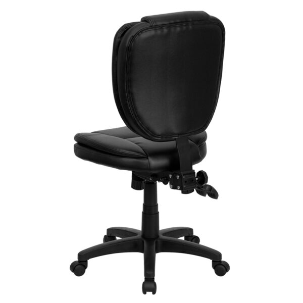 Contemporary Task Office Chair Black Mid-Back Leather Chair