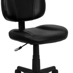 Wholesale Mid-Back Black Leather Swivel Ergonomic Task Office Chair with Back Depth Adjustment