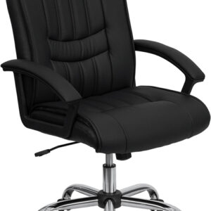 Wholesale Mid-Back Black Leather Swivel Manager's Office Chair with Arms