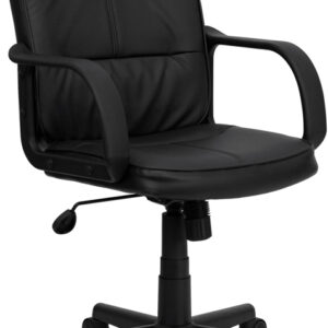 Wholesale Mid-Back Black Leather Swivel Task Office Chair with Arms