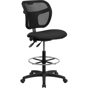 Wholesale Mid-Back Black Mesh Drafting Chair with Back Height Adjustment