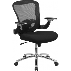 Wholesale Mid-Back Black Mesh Executive Swivel Ergonomic Office Chair with Height Adjustable Flip-Up Arms
