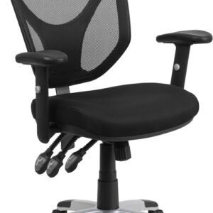 Wholesale Mid-Back Black Mesh Multifunction Swivel Ergonomic Task Office Chair with Adjustable Arms