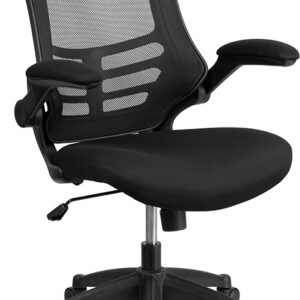 Wholesale Mid-Back Black Mesh Swivel Ergonomic Task Office Chair with Flip-Up Arms