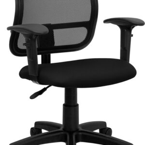 Wholesale Mid-Back Black Mesh Swivel Task Office Chair with Adjustable Arms