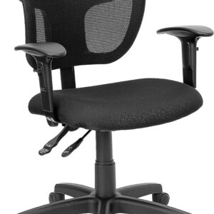 Wholesale Mid-Back Black Mesh Swivel Task Office Chair with Back Height Adjustment and Adjustable Arms