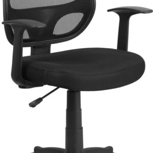 Wholesale Mid-Back Black Mesh Swivel Task Office Chair with T-Arms