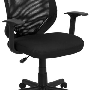 Wholesale Mid-Back Black Mesh Tapered Back Swivel Task Office Chair with T-Arms