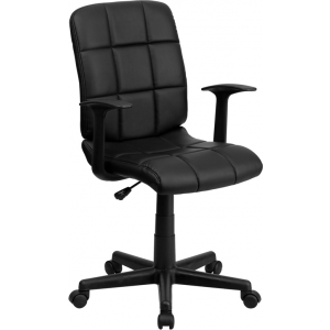 Wholesale Mid-Back Black Quilted Vinyl Swivel Task Office Chair with Arms