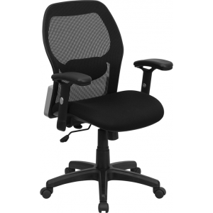 Wholesale Mid-Back Black Super Mesh Executive Swivel Office Chair with Adjustable Lumbar & Arms