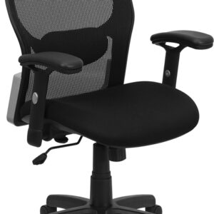 Wholesale Mid-Back Black Super Mesh Executive Swivel Office Chair with Adjustable Lumbar & Arms