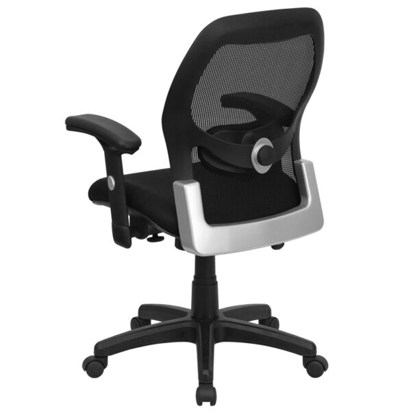 Contemporary Office Chair Black Mid-Back Mesh Chair
