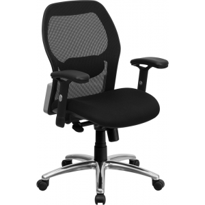 Wholesale Mid-Back Black Super Mesh Executive Swivel Office Chair with Knee Tilt Control and Adjustable Lumbar & Arms