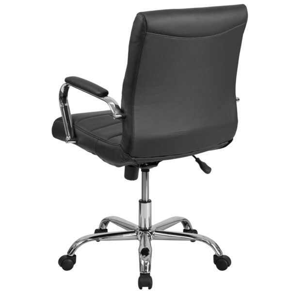 Contemporary Office Chair Black Mid-Back Vinyl Chair