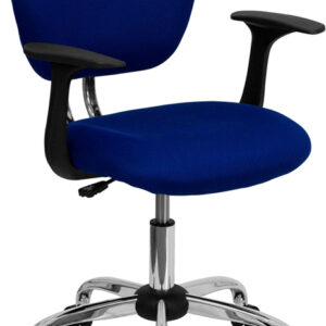 Wholesale Mid-Back Blue Mesh Padded Swivel Task Office Chair with Chrome Base and Arms