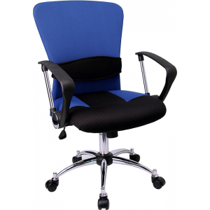 Wholesale Mid-Back Blue Mesh Swivel Task Office Chair with Adjustable Lumbar Support and Arms