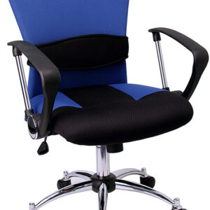 Wholesale Mid-Back Blue Mesh Swivel Task Office Chair with Adjustable Lumbar Support and Arms