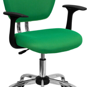 Wholesale Mid-Back Bright Green Mesh Padded Swivel Task Office Chair with Chrome Base and Arms