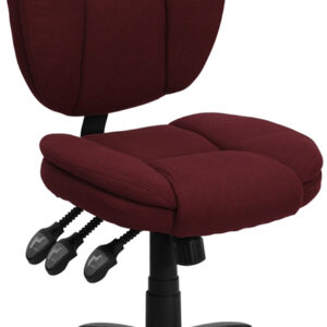 Wholesale Mid-Back Burgundy Fabric Multifunction Swivel Ergonomic Task Office Chair with Pillow Top Cushioning